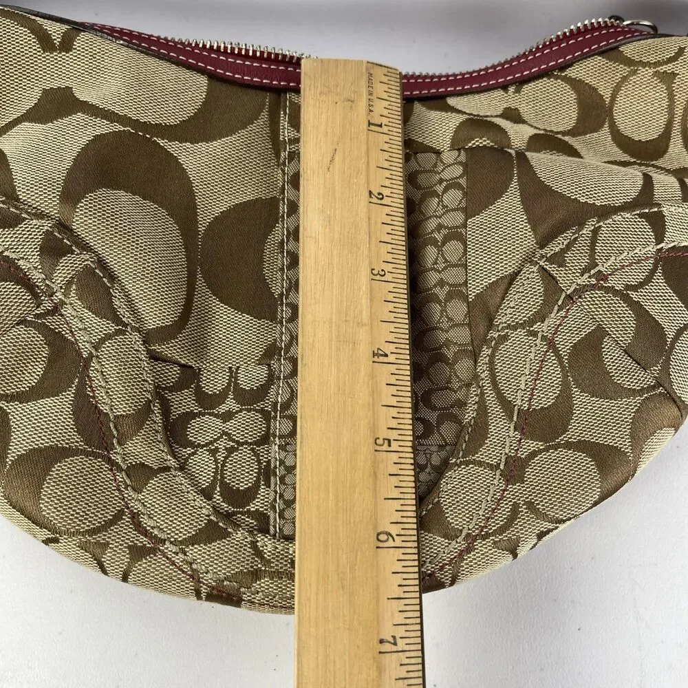 Y2K Coach Patchwork Purse Monogram Hobo Shoulder Bag Red Crocodile Print Handle - Picture 15 of 16